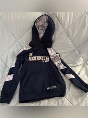 Colosseum Navy Hooded Pullover with Camo Accents
